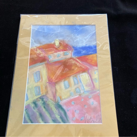 victoria heisler Other - Mediterranean Farm An Original Pastel Painting Matted 12”x9” Inside 7”x9”